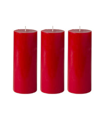 American-Elm Pack of 3 Unscented 4x10 Inch Red Round Pillar Candle, Hand Poured Premium Wax Candles for Home Decor