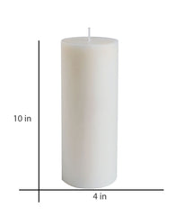 American-Elm Pack of 3 Unscented 4x10 Inch White Round Pillar Candle, Hand Poured Premium Wax Candles for Home Decor