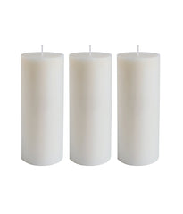 American-Elm Pack of 3 Unscented 4x10 Inch White Round Pillar Candle, Hand Poured Premium Wax Candles for Home Decor