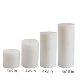 American-Elm Pack of 3 Unscented 4x4 Inch White Round Pillar Candle, Hand Poured Premium Wax Candles for Home Decor