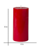 American-Elm Pack of 3 Unscented 4x8 Inch Red Round Pillar Candle, Hand Poured Premium Wax Candles for Home Decor