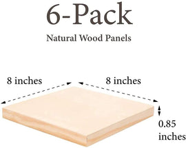 AmericanElm Pack of 6 Wooden Canvas Wood panel Painting (8 x 8 x 0.8 Inches) Panel Boards for Indoor and Outdoor Painting, Drawing, Wooden Canvas for Arts and Crafts