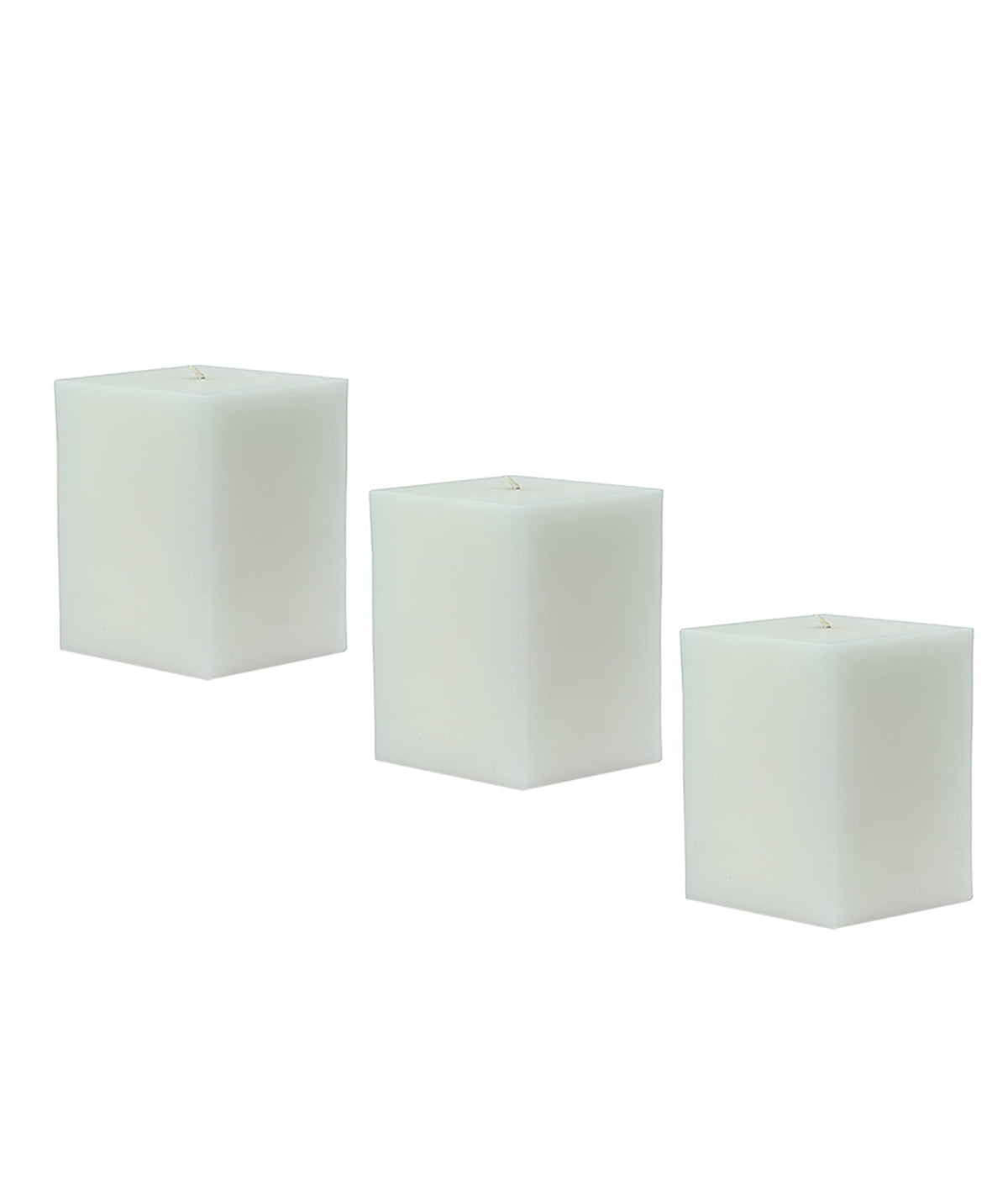 American-Elm 3 pcs Unscented 2x2x2 Inch White Square Pillar Candle, Hand Poured Premium Wax Candles for Home Decor