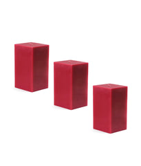 American-Elm 3 pcs Unscented 3x3x4 Inch Red Square Pillar Candle, Premium Wax Candles for Home Decor