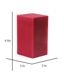 American-Elm 3 pcs Unscented 3x3x4 Inch Red Square Pillar Candle, Premium Wax Candles for Home Decor