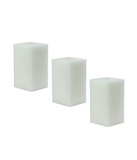 American-Elm 3 pcs Unscented 3x3x4 Inch White Square Pillar Candle, Premium Wax Candles for Home Decor