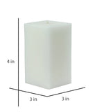 American-Elm 3 pcs Unscented 3x3x4 Inch White Square Pillar Candle, Premium Wax Candles for Home Decor