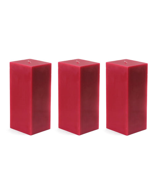 American-Elm 3 pcs Unscented 3x3x5 Inch Red Square Pillar Candle, Premium Wax Candles for Home Decor