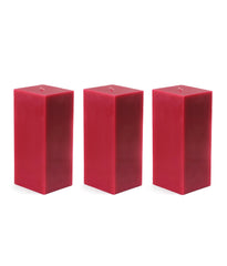 American-Elm 3 pcs Unscented 3x3x5 Inch Red Square Pillar Candle, Premium Wax Candles for Home Decor