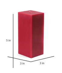 American-Elm 3 pcs Unscented 3x3x5 Inch Red Square Pillar Candle, Premium Wax Candles for Home Decor