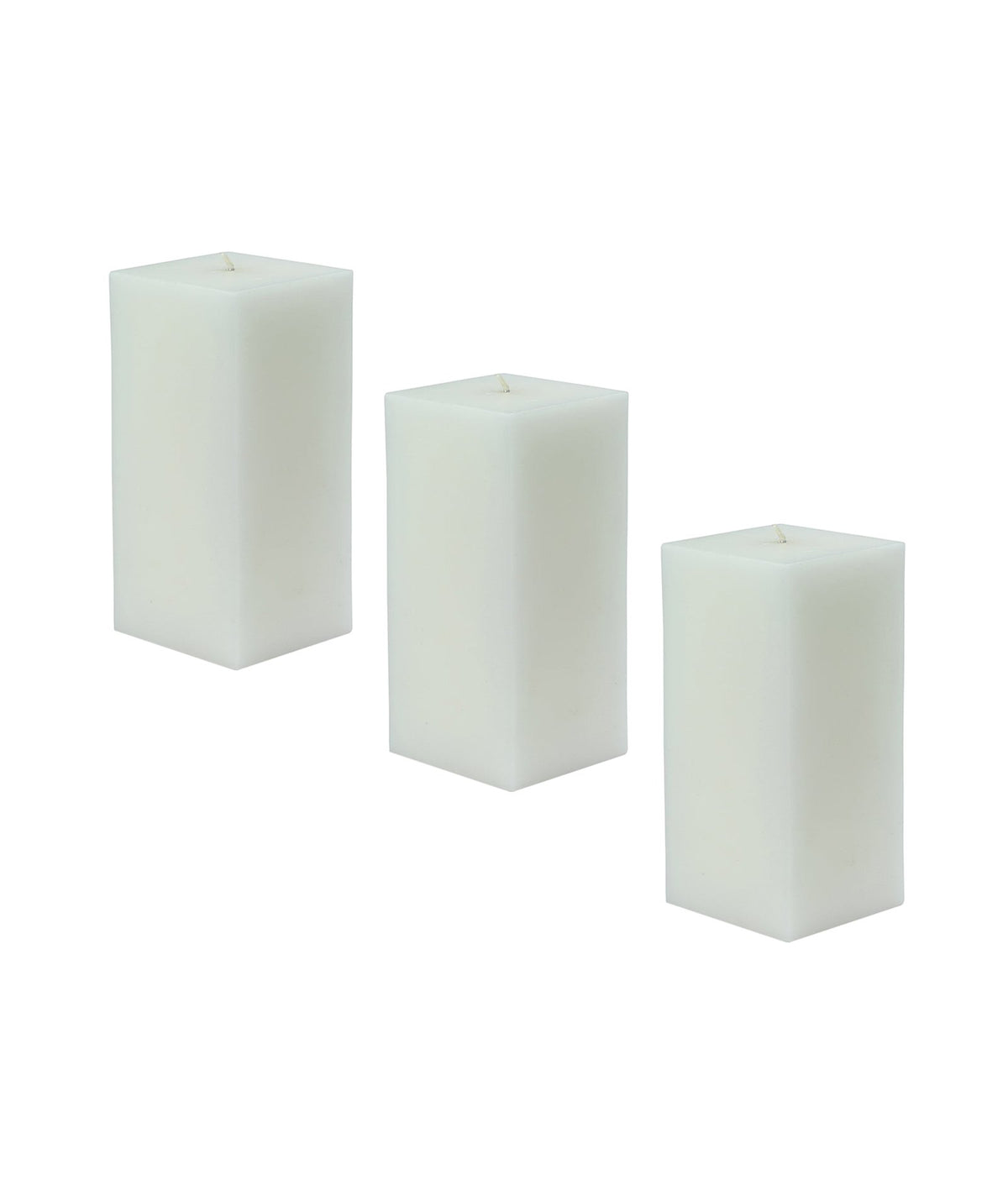 American-Elm 3 pcs Unscented 3x3x5 Inch White Square Pillar Candle, Premium Wax Candles for Home Decor