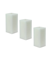 American-Elm 3 pcs Unscented 3x3x5 Inch White Square Pillar Candle, Premium Wax Candles for Home Decor
