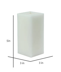 American-Elm 3 pcs Unscented 3x3x5 Inch White Square Pillar Candle, Premium Wax Candles for Home Decor