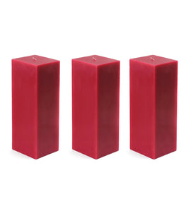 American-Elm 3 pcs Unscented 3x3x6 Inch Red Square Pillar Candle, Premium Wax Candles for Home Decor