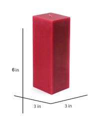American-Elm 3 pcs Unscented 3x3x6 Inch Red Square Pillar Candle, Premium Wax Candles for Home Decor