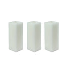 American-Elm 3 pcs Unscented 3x3x6 Inch White Square Pillar Candle, Premium Wax Candles for Home Decor