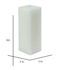 American-Elm 3 pcs Unscented 3x3x6 Inch White Square Pillar Candle, Premium Wax Candles for Home Decor