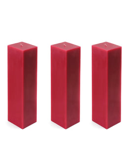 American-Elm 3 pcs Unscented 3x3x8 Inch Red Square Pillar Candle, Premium Wax Candles for Home Decor
