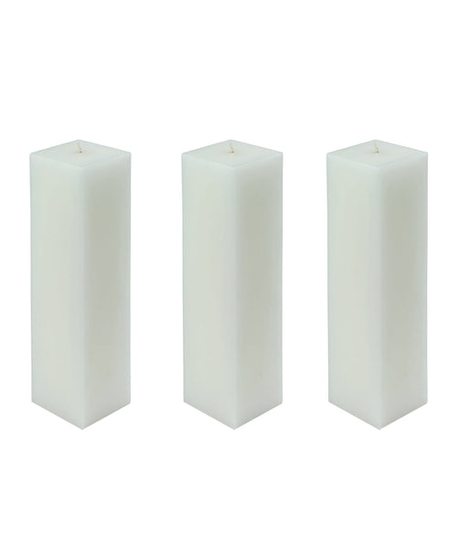 American-Elm 3 pcs Unscented 3x3x8 Inch White Square Pillar Candle, Premium Wax Candles for Home Decor