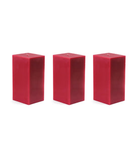 American-Elm Pack of 3 Unscented 4x4x6 Inch Red Square Pillar Candle, Hand Poured Premium Wax Candles for Home Decor