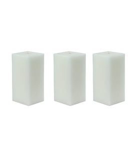 American-Elm Pack of 3 Unscented 4x4x6 Inch White Square Pillar Candle, Hand Poured Premium Wax Candles for Home Decor