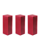 American-Elm Pack of 3 Unscented 4x4x8 Inch Red Square Pillar Candle, Hand Poured Premium Wax Candles for Home Decor
