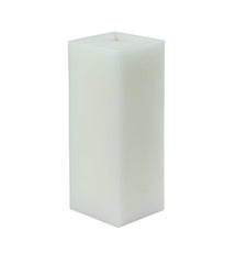 American-Elm Pack of 3 Unscented 4x4x8 Inch White Square Pillar Candle, Hand Poured Premium Wax Candles for Home Decor