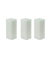 American-Elm Pack of 3 Unscented 4x4x8 Inch White Square Pillar Candle, Hand Poured Premium Wax Candles for Home Decor
