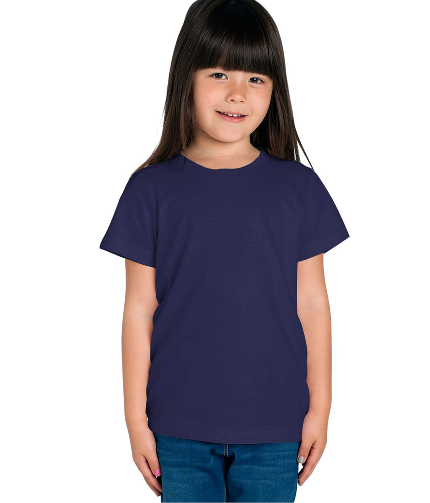American-Elm Girl's Navy Blue Solid Cotton T-Shirt for Everyday