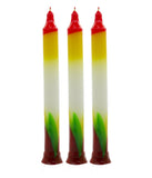 American-Elm Pack of 3 Navrang  2x 10 Inch Multi colour Classic Candle for For Home Decoration