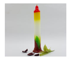 American-Elm Pack of 3 Navrang  2x 10 Inch Multi colour Classic Candle for For Home Decoration