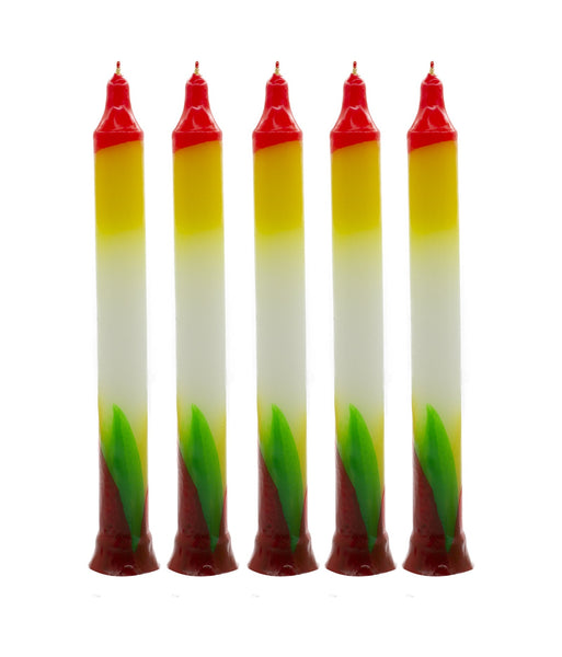 American-Elm Pack of 5 Navrang  2x 10 Inch Multi colour Classic Candle for For Home Decoration