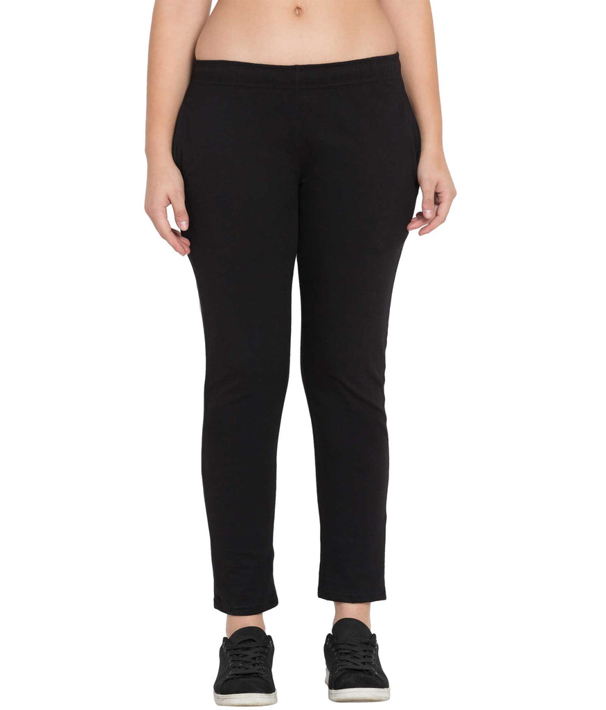 American-Elm Black Cotton Lowers for Women Stylish Slim Fit Regular Use  Trackpant for Women