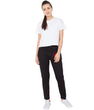 American-Elm Black Printed Trackpant for Women