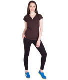 American-Elm Black Solid Cotton Comfortable Slim Fit Track Pant for Women