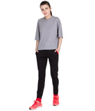 American-Elm Black Solid Cotton Trackpant for Women, Track Lower/ Joggers for Women