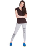 American-Elm Light Grey Solid Cotton Comfortable Slim Fit Designer Track Pant/ Lower for Women