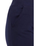 American-Elm Navy Blue Cotton Solid Stylish Slim Fit Jogger for Women