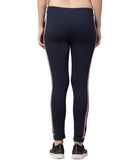 American-Elm Navy Blue Stylish Cotton Slim Fit Track Pants for Women for Daily Workout