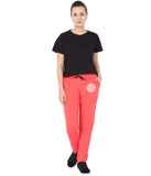 American-Elm Orange Polyester Slim Fit Track Pants For Women