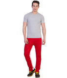 American-Elm Red Stylish Lowers Slim Fit Cotton Full Track Pants For Men