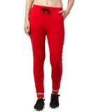American-Elm Women Red Slim Fit Cotton Stylish Track Pant