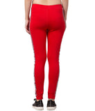 American-Elm Women Red Slim Fit Cotton Stylish Track Pant