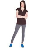 American-Elm Women's Dark Grey Cotton Slim Fit Designer Track Pant, Gym Wear, Yoga Pant