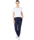 American-Elm Women's Navy Blue Compass Black Printed Trackpant