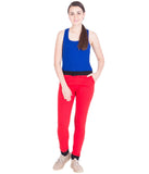 American-Elm Women's Red Cotton Slim Fit Stylish Solid Lower, Jogger for Women