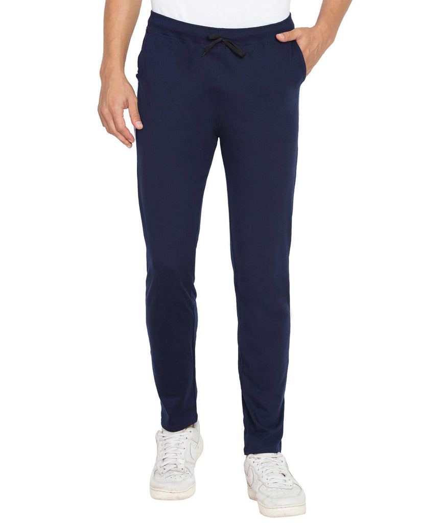 Trackpants: Shop Men Navy Blue::White 100% Cotton Trackpants Online 