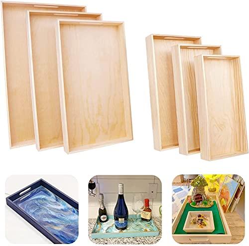 6 Pcs Wooden Serving Trays
