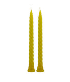 American-Elm 2 Pcs Unscented Long Yellow Spiral Twisted Pillar Candle (Yellow_1.8 x 13 Inch)