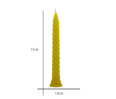 American-Elm 2 Pcs Unscented Long Yellow Spiral Twisted Pillar Candle (Yellow_1.8 x 13 Inch)